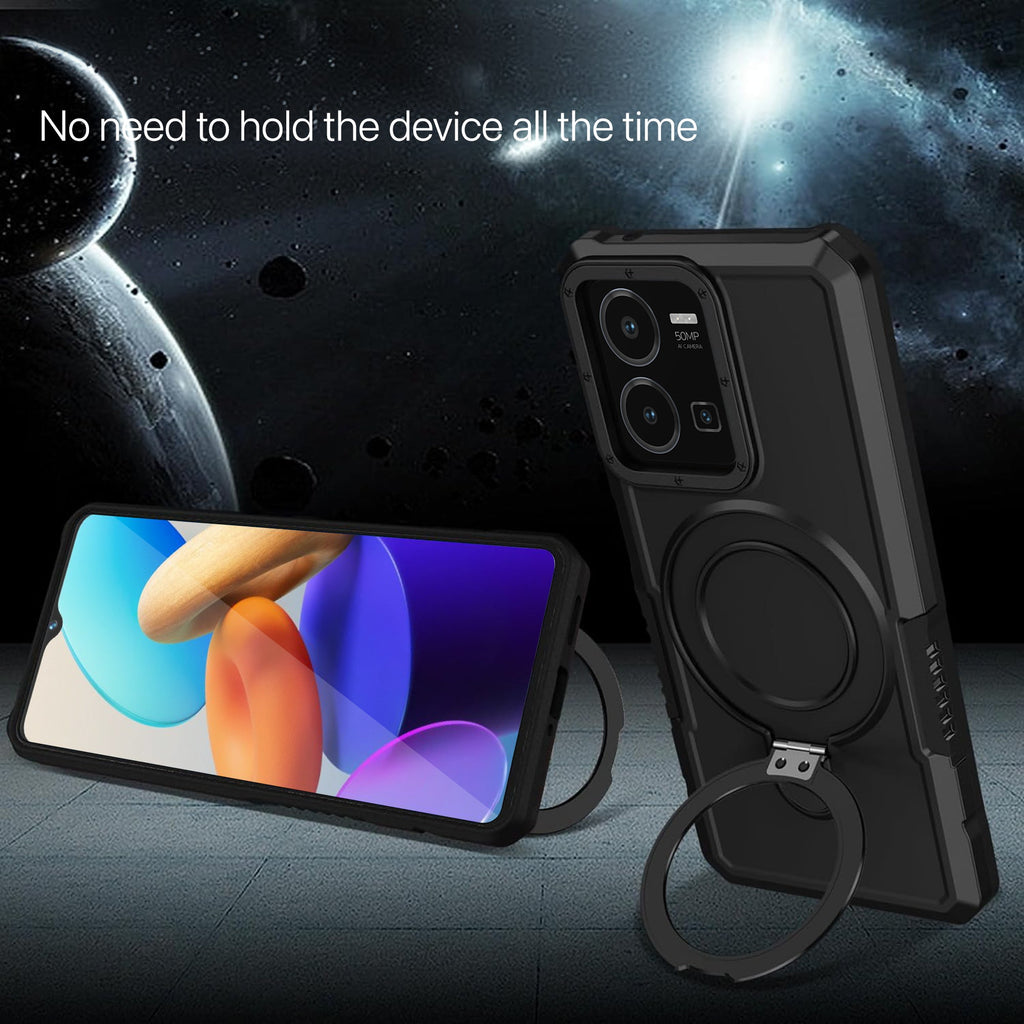 Compatibile con Vivo Y35 4G Custodia,Compatibile con Vivo Y35 4G (Not 5G) Custodia per fotocamera 2 in 1 antiurto in PC+TPUeen Black