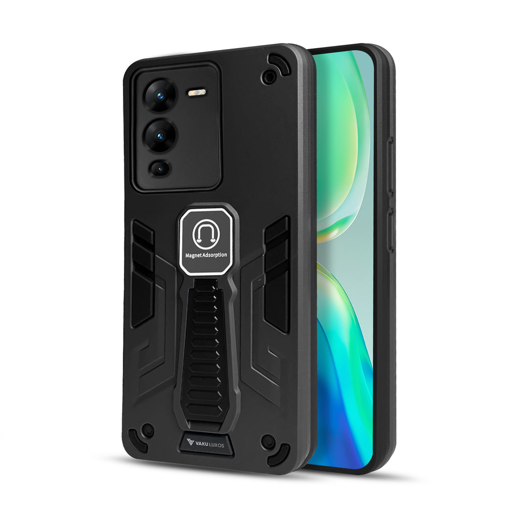 Vaku ® Vivo V25 Pro Valor Military Grade Armor Case with Built-in Kickstand Shockproof Back Cover