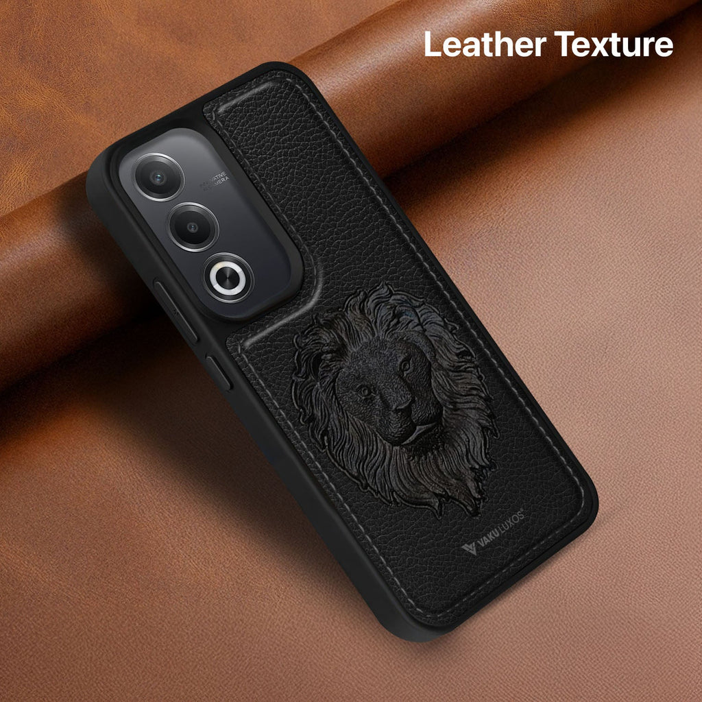 Vaku®  Oppo A3 Pro 5G Lion Embossed Luxury Designer Leather Protective Back Cover Case