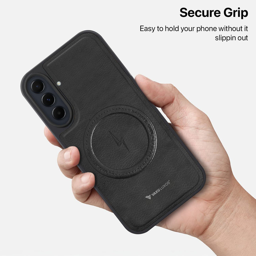 Vaku® Samsung Galaxy A35 5G Maxtron Leather Stitched Magnetic Magsafe Non-Slip Grip Shockproof Back Cover