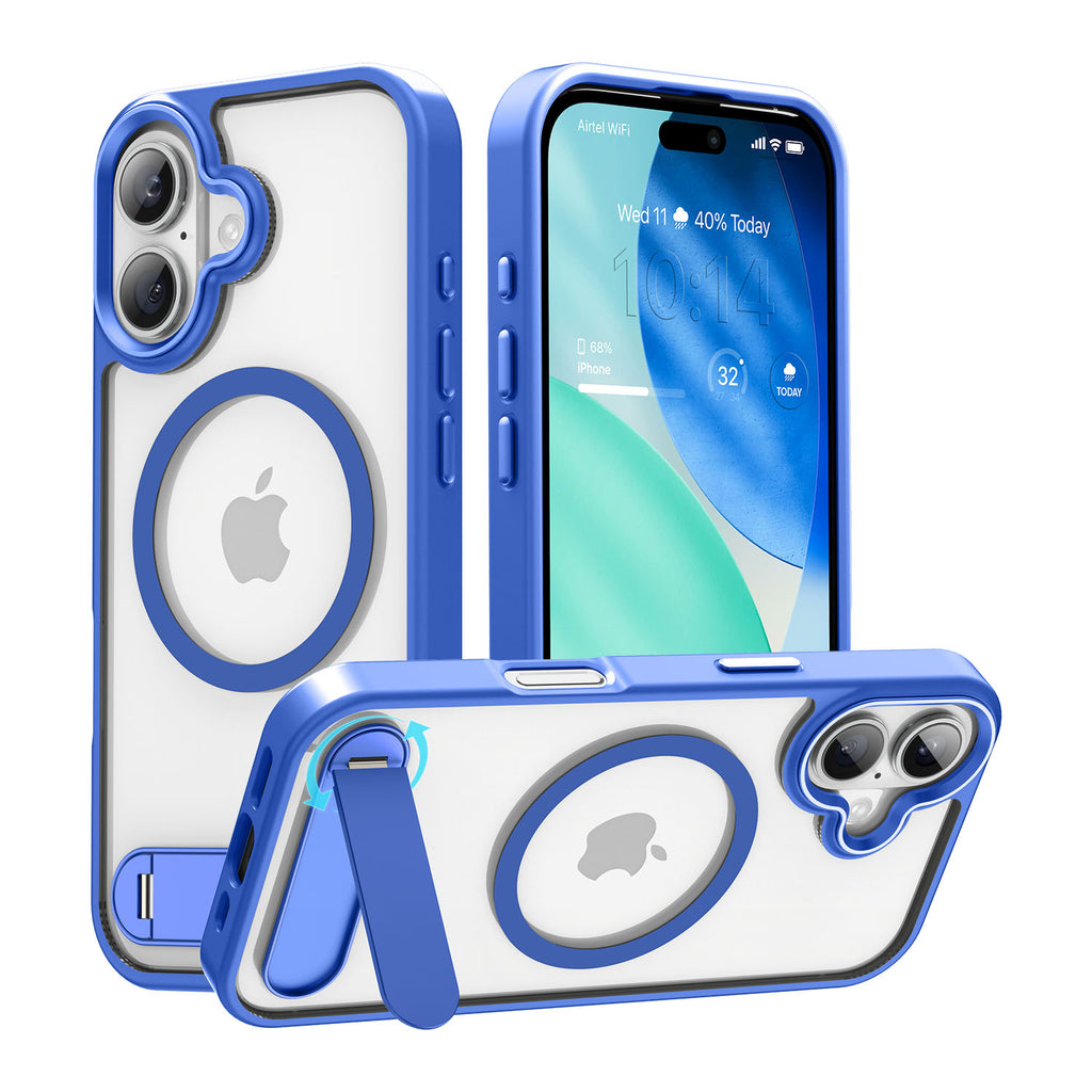 Vaku Luxos ® Apple iPhone 17 Orion Magpro Scratch Resistant Camera Screen Protector Case With Alloy Metal Stand Shockproof Back Cover