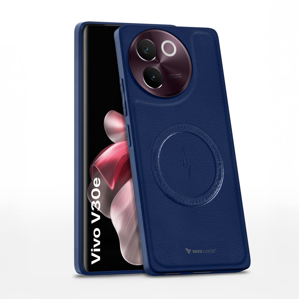 Vaku ® Vivo V30e 5G Maxtron Leather Stitched Magnetic Magsafe Back Cover