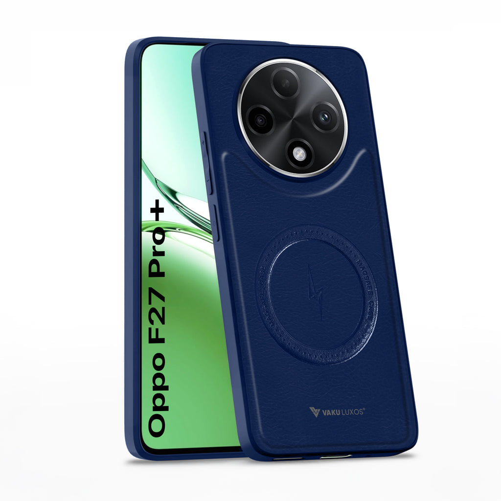 Vaku ® Oppo F27 Pro Plus 5G Maxtron Leather Stitched Magnetic Magsafe Back Cover