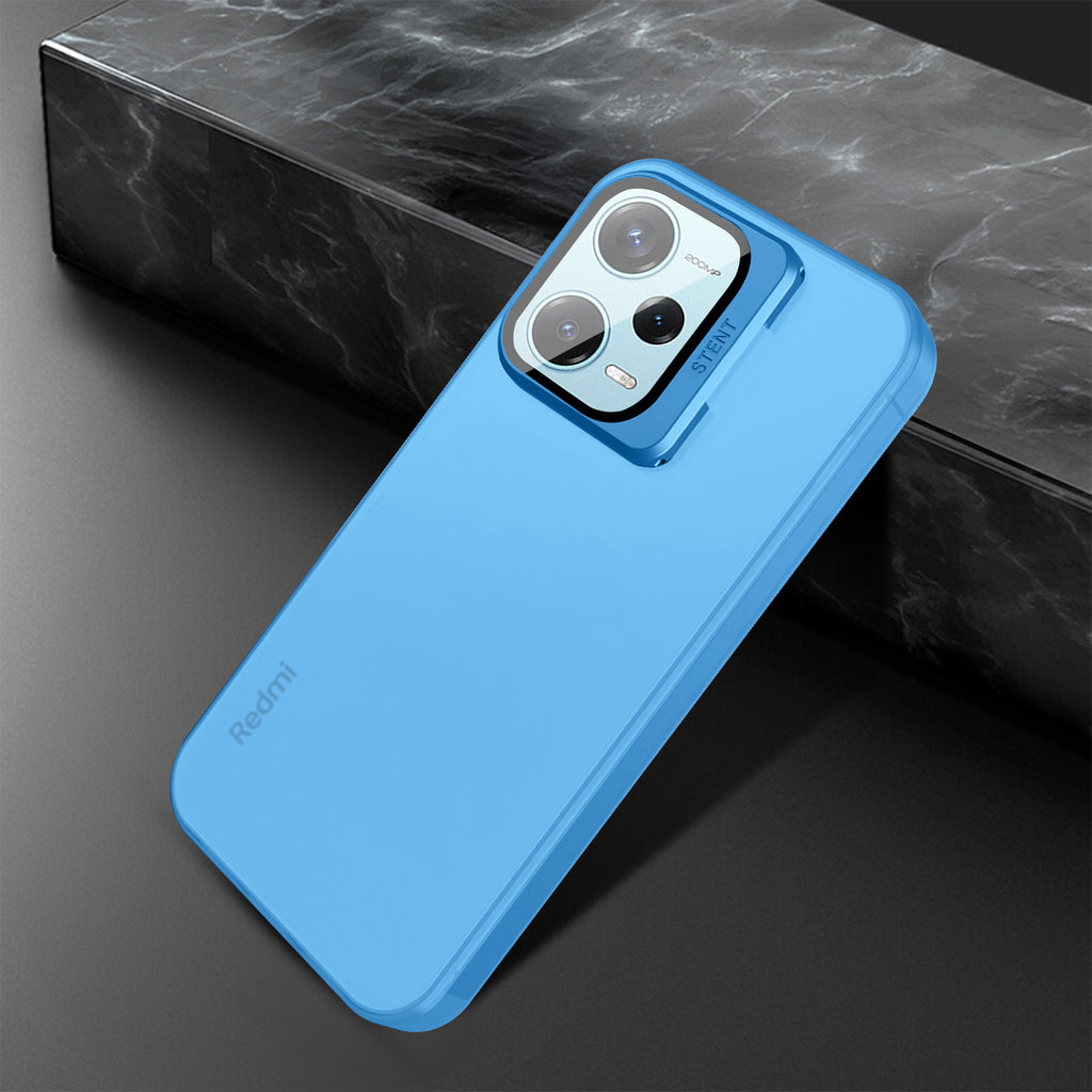 Vaku ® Xiaomi Redmi Note 12 Pro Rime Frosted Translucent Camera Protector Case with Built-in Stash Stand Back Cover