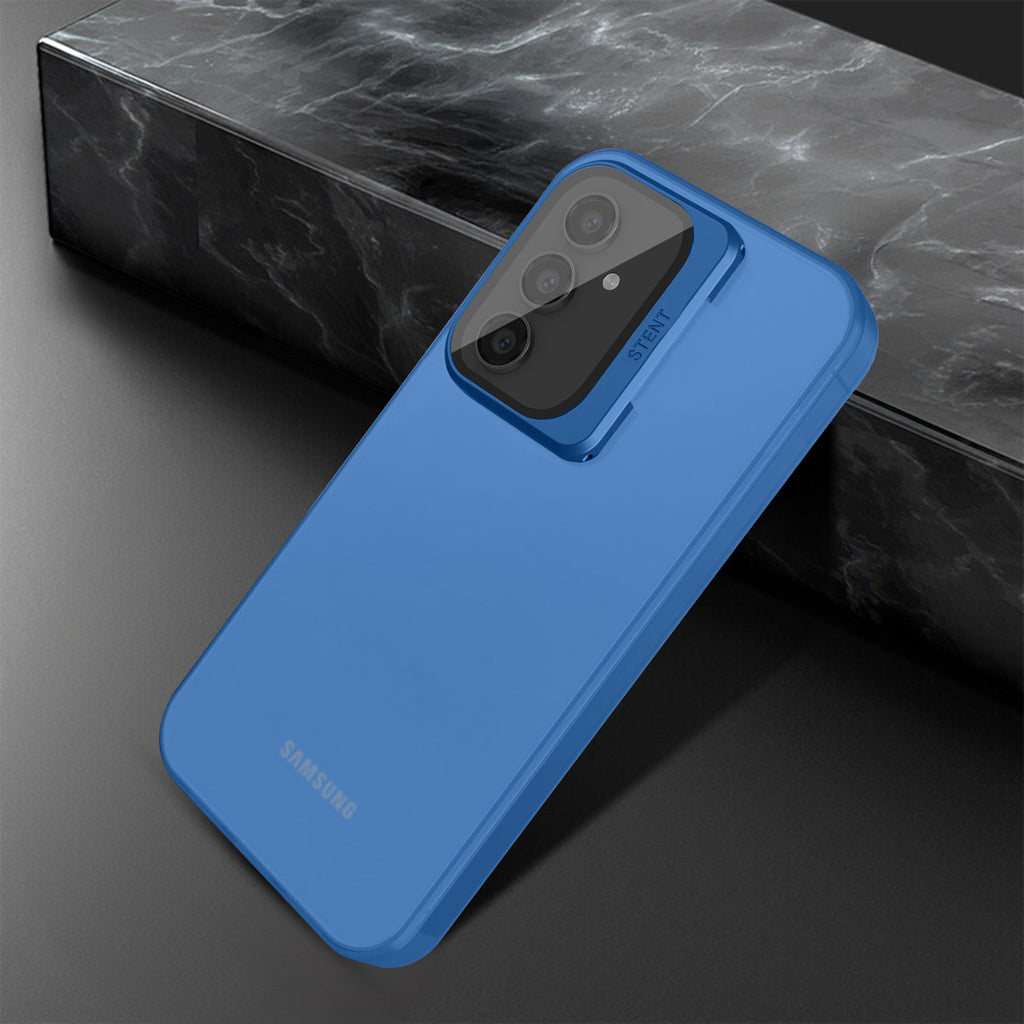 Vaku® Samsung Galaxy A24 4G Rime Frosted Translucent Camera Protector Case with Built-in Stash Stand Back Cover