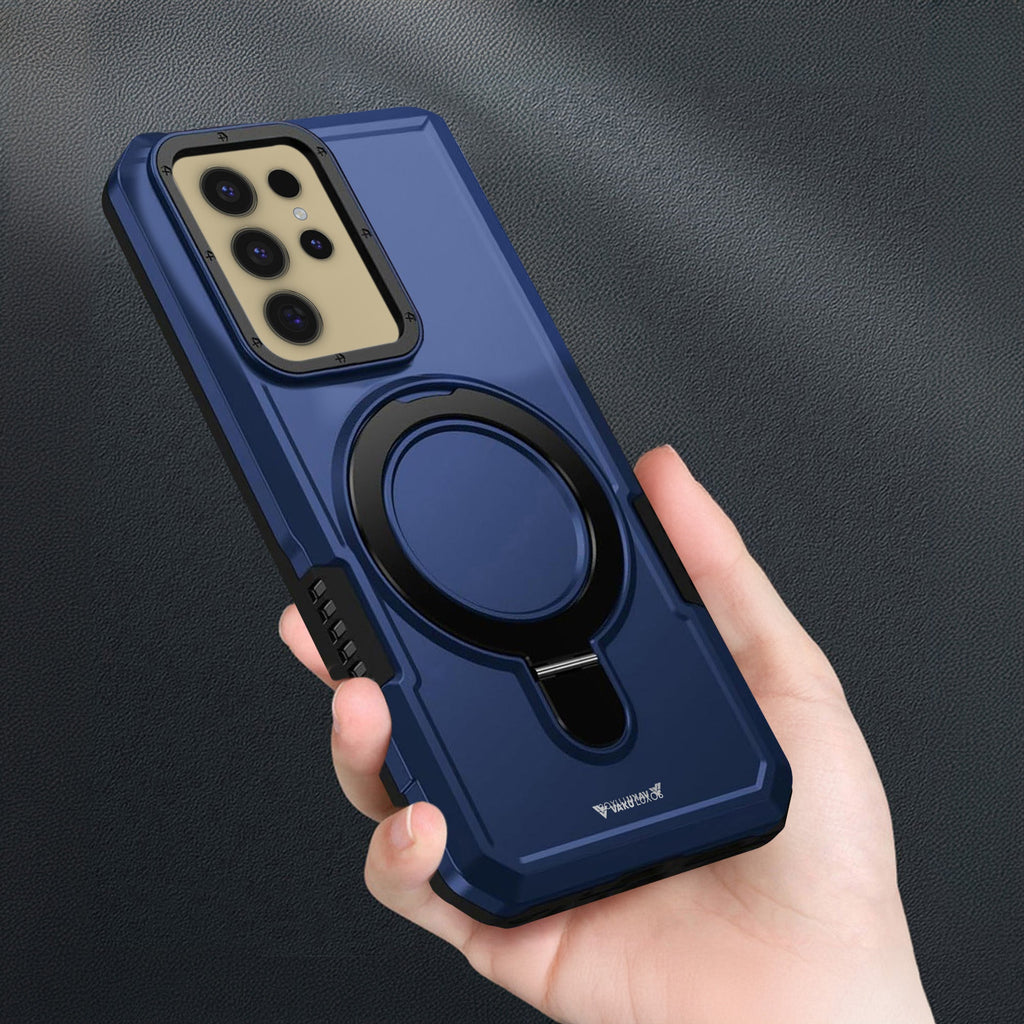 Vaku® Samsung Galaxy S24 Ultra Astor Military Grade Armor Protective Case with Ring Bracket Kickstand Back cover