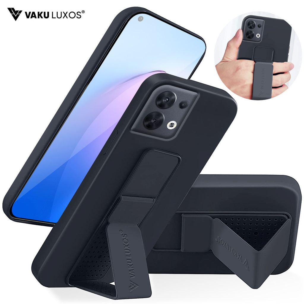 Vaku ® Oppo Reno8 Harbor Grip Multi-Functional Magnetic Vertical & Horizontal Stand Case Silicon Back Cover