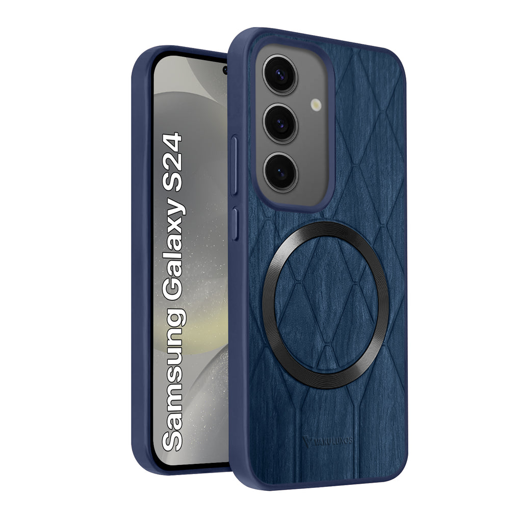 Vaku ® Samsung Galaxy S24 Diamond Plume Pattern Magnetic Magsafe Matte Soft-Touch Texture Back Cover