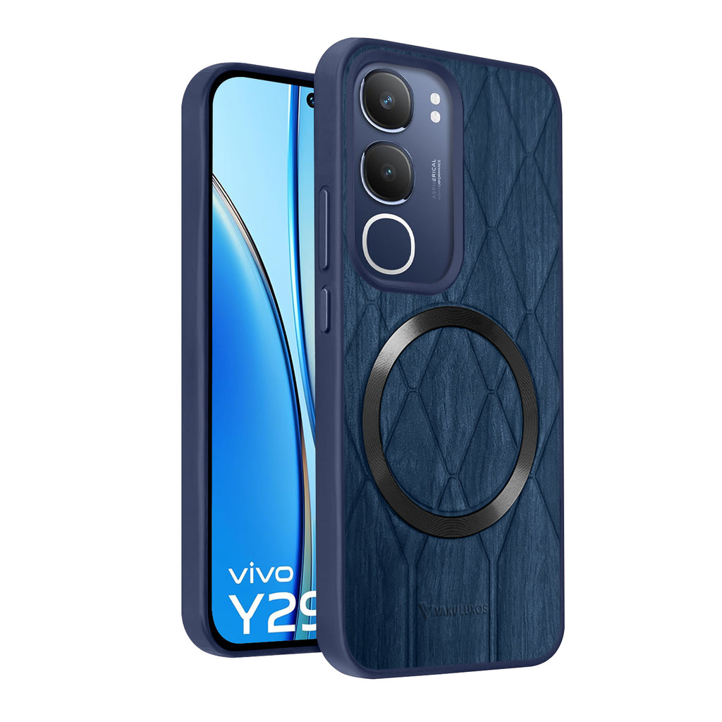 Vaku ® Vivo Y29 5G Diamond Plume Pattern Magnetic Magsafe Matte Soft-Touch Texture Back Cover