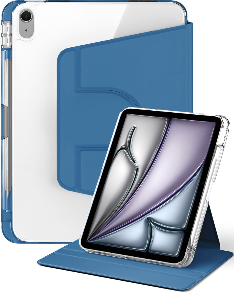 Vaku Luxos ® FLEXIVO iPad (A16) 11th/10th Gen (2025/2022) 11/10.9-inch Smart 360 Degree Rotating Stand Transparent Back With Pencil Holder Cover Case