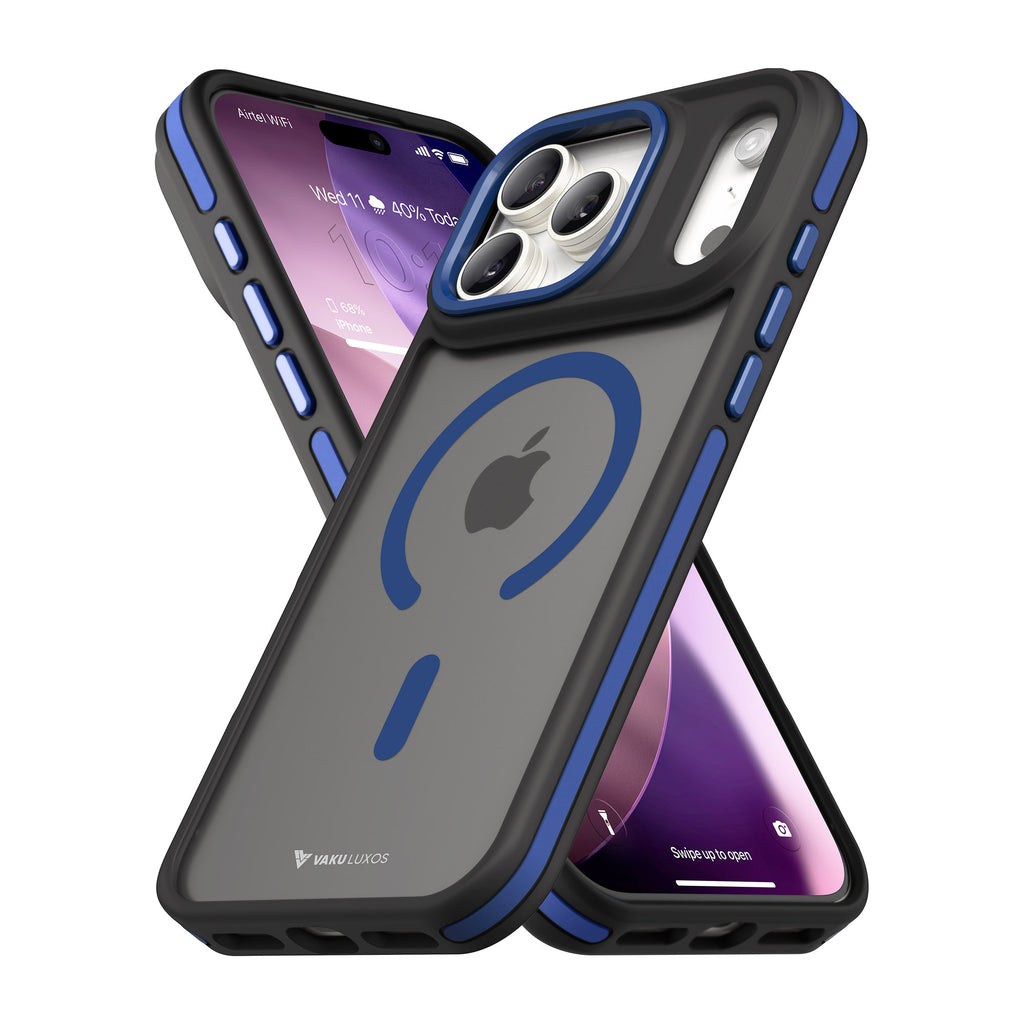 Vaku Luxos ® Apple iPhone 17 Pro Avlon Magpro Translucent Scratch Resistant Military-Grade Case With Metal Camera Ring Shockproof Protective Back Cover