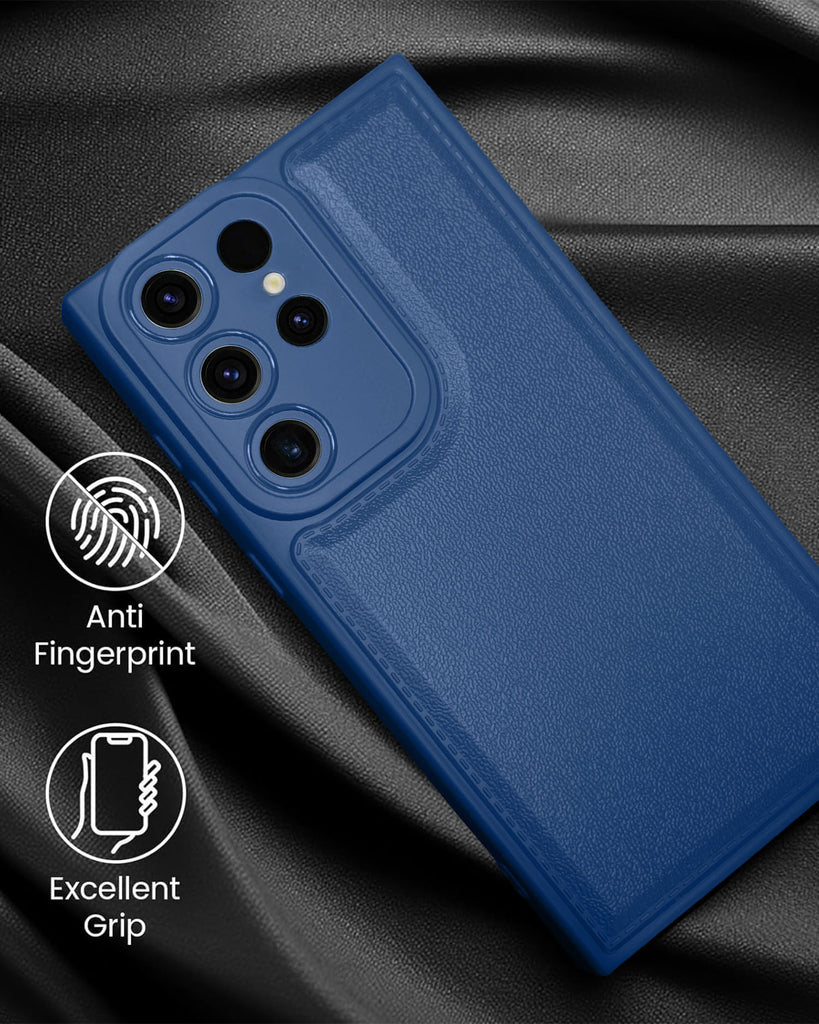 Vaku ® Samsung Galaxy S23 Ultra PU Leather Texture Soft Non-Slip Grip TPU Shockproof Phone Case Back Cover
