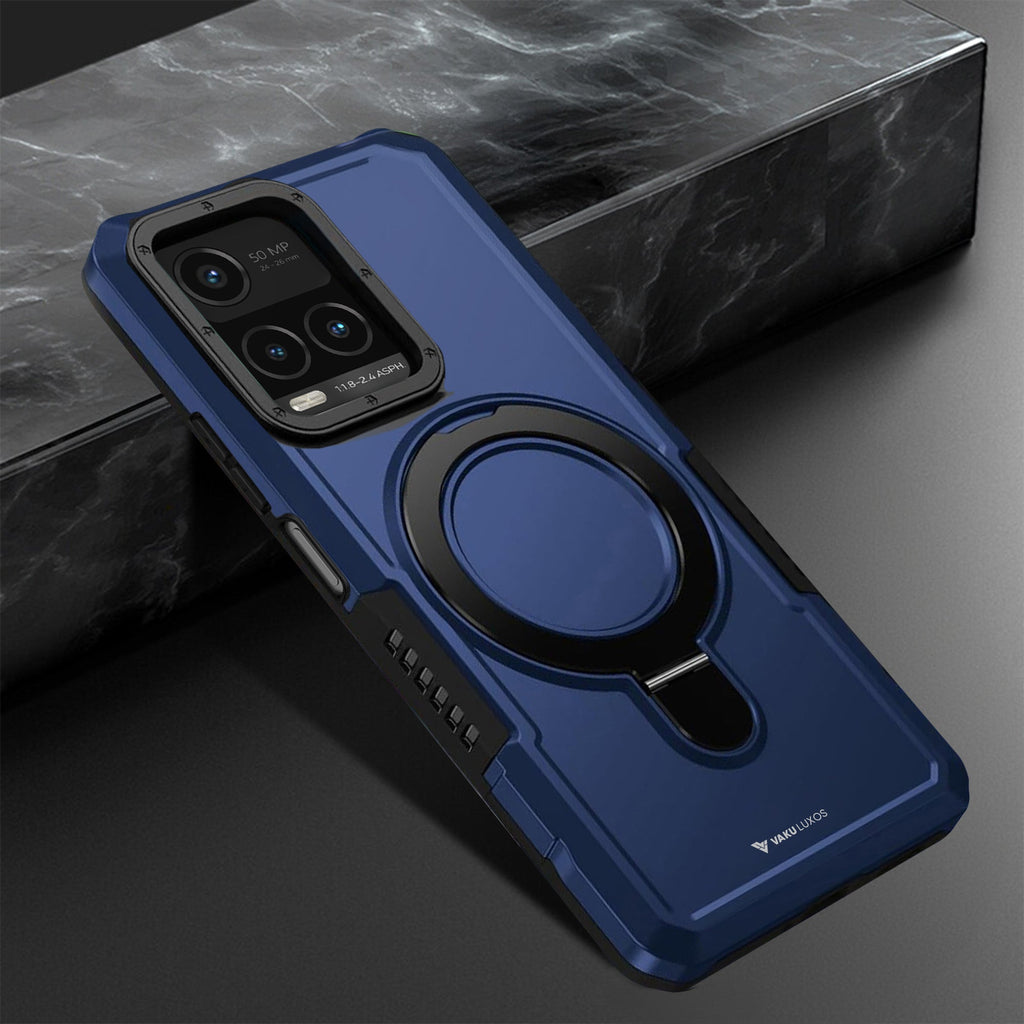 Vaku® Vivo Y33T Astor Military Grade Armor Protective Case with Ring Bracket Kickstand Back cover