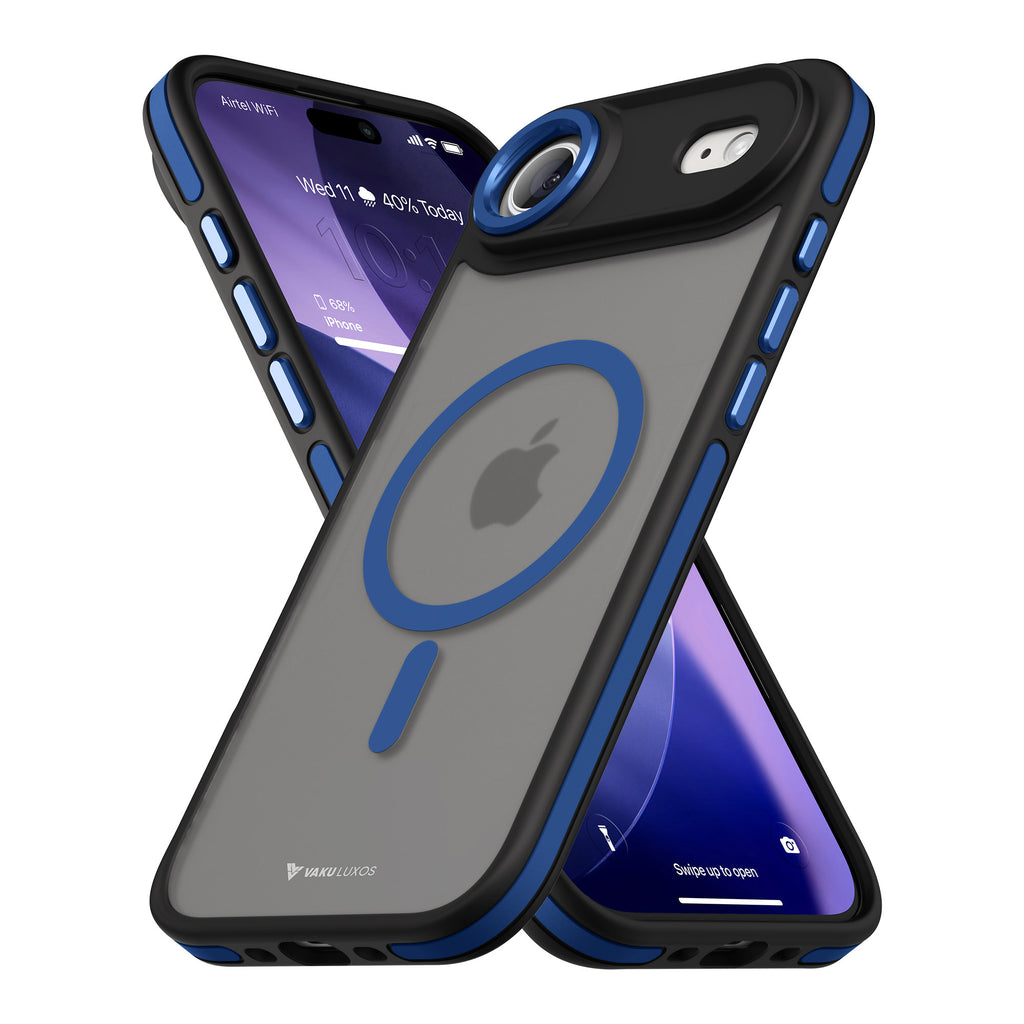 Vaku Luxos ® Apple iPhone 17 Air Avlon Magpro Translucent Scratch Resistant Military-Grade Case With Metal Camera Ring Shockproof Protective Back Cover