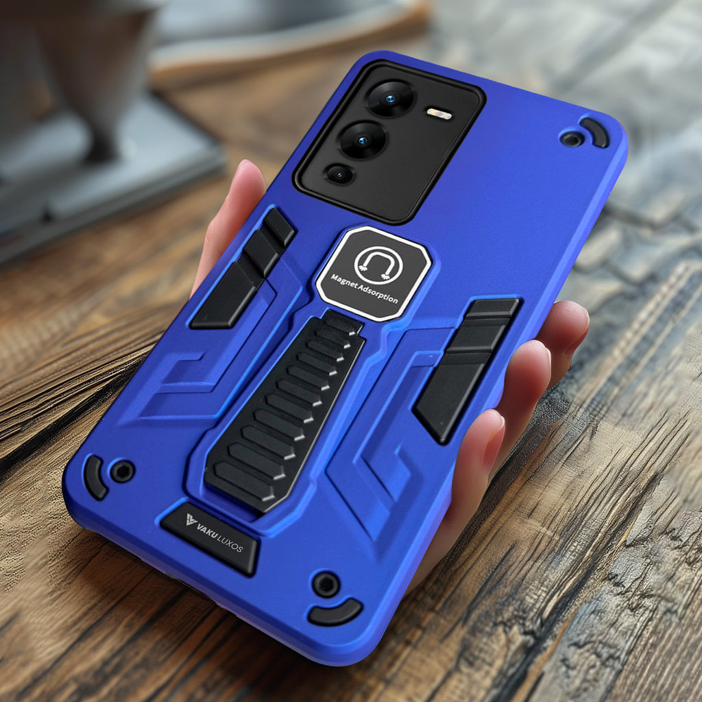 Vaku ® Vivo V25 Pro Valor Military Grade Armor Case with Built-in Kickstand Shockproof Back Cover