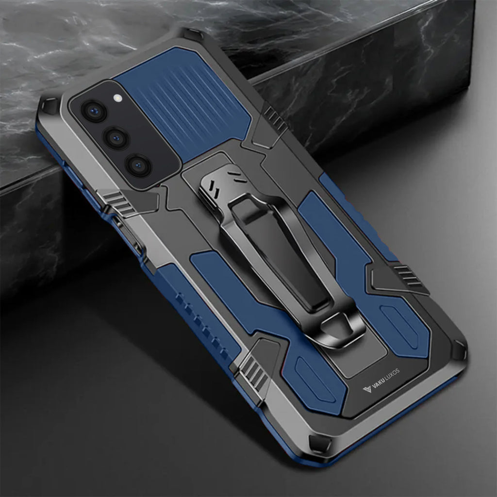 Vaku ® Samsung Galaxy S23 Vanguard Military Grade Armor Case with Metal Belt Clip Kickstand Back Cover