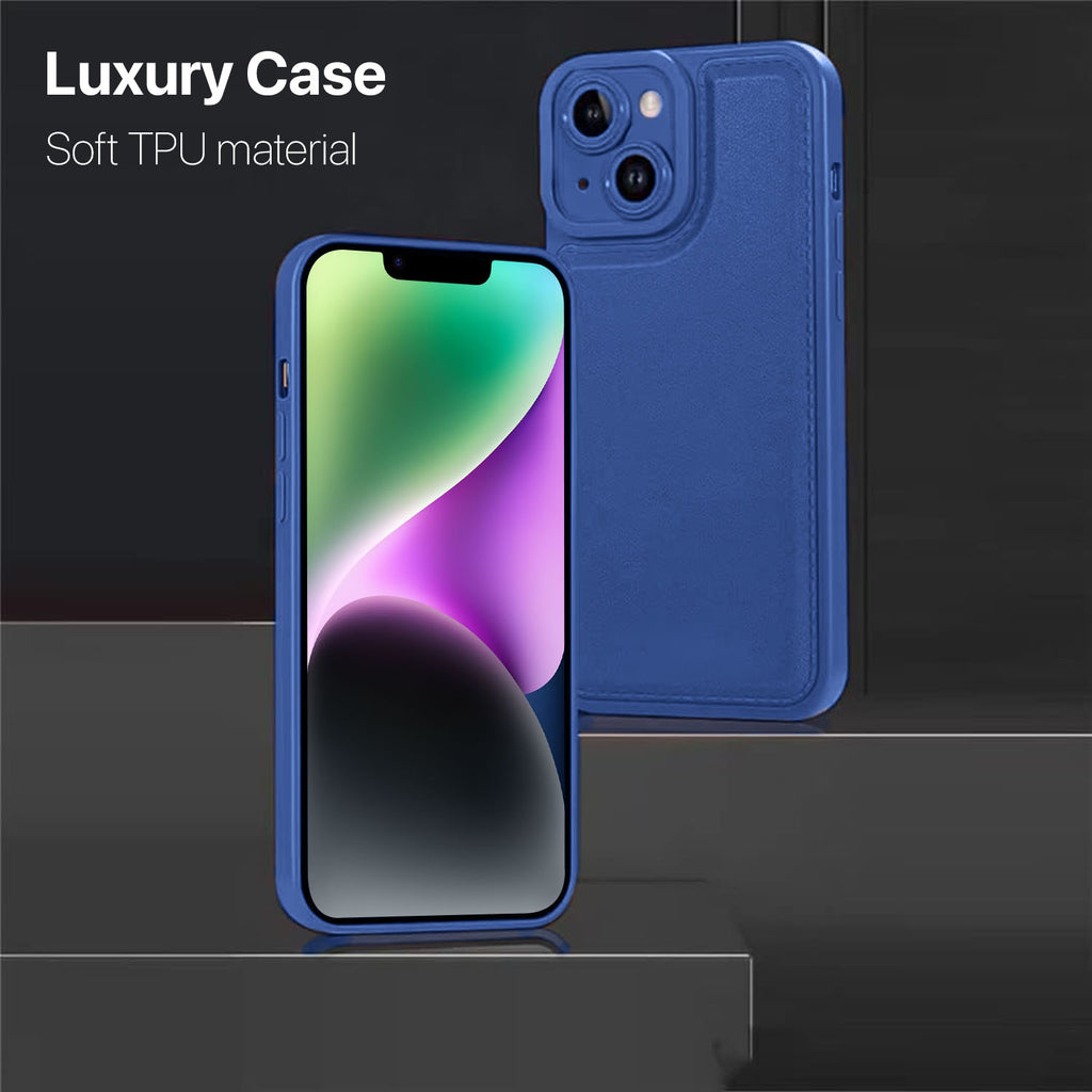 Vaku ® Apple iPhone 14 Plus PU Leather Texture Soft Non-Slip Grip TPU Shockproof Phone Case Back Cover