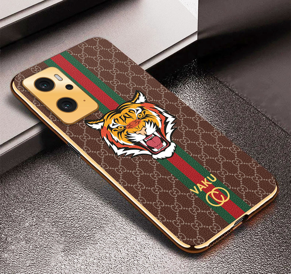 Vaku ® Oppo K10 5G Lynx Designer Leather Pattern Gold Electroplated Soft TPU Back Cover Case