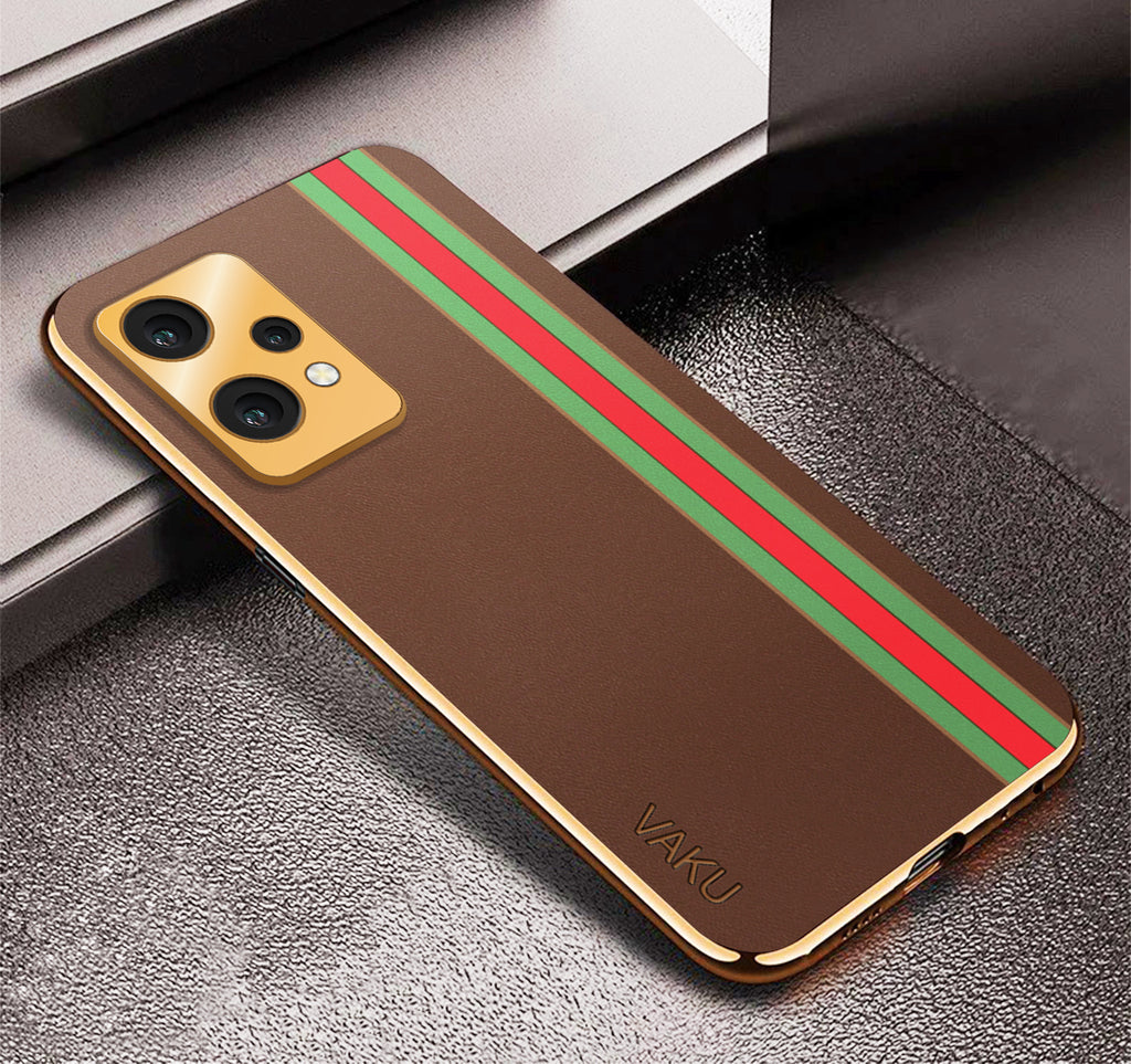 Vaku ® OnePlus Nord CE 2 Lite 5G Felix Line Leather Stitched Gold Electroplated Soft TPU Back Cover Case