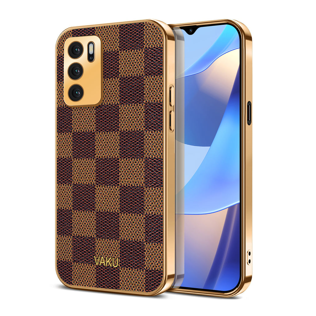 Vaku® Oppo A16 Cheron Leather Electroplated Soft TPU Back Cover