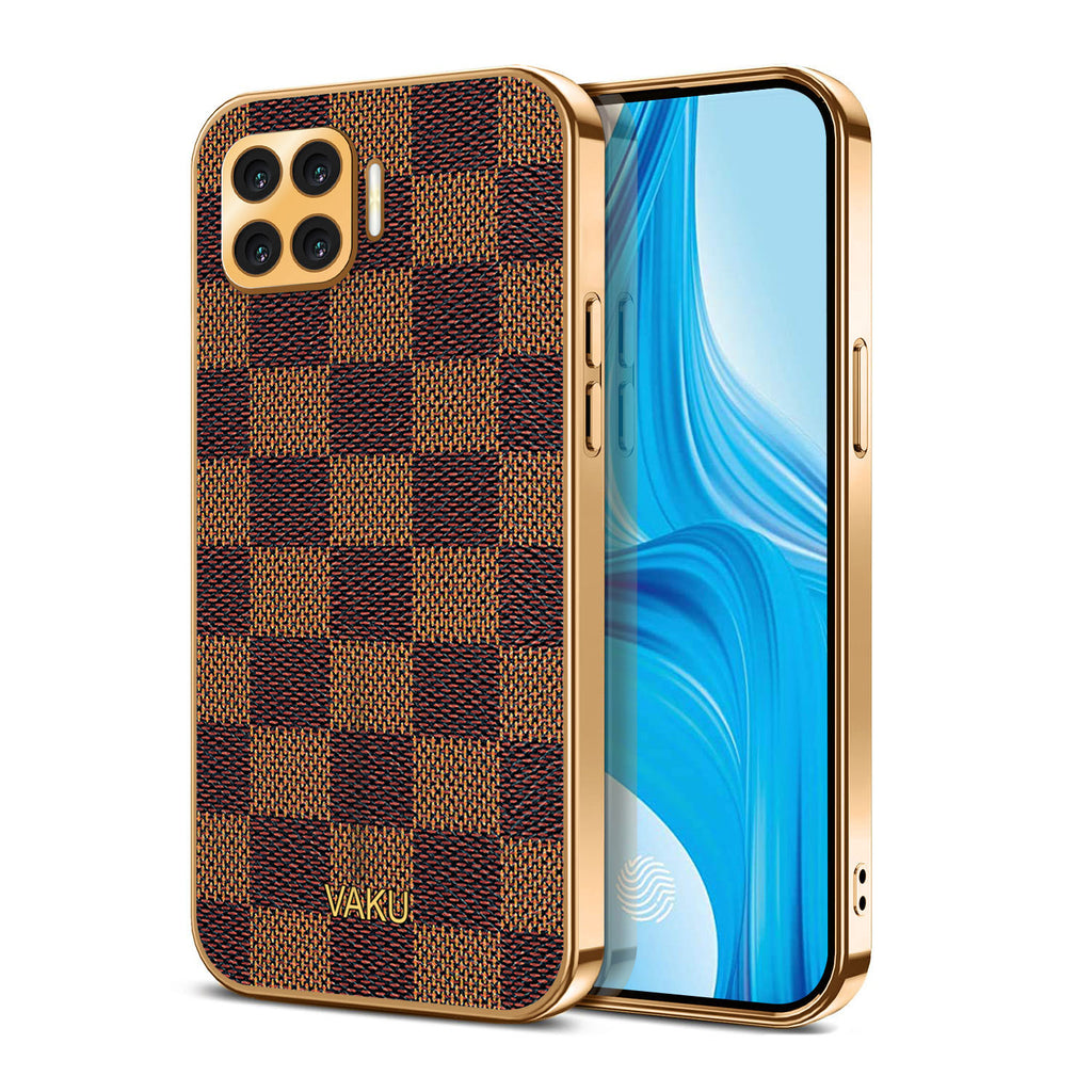 Vaku® Oppo F17 Cheron Leather Electroplated Soft TPU Back Cover