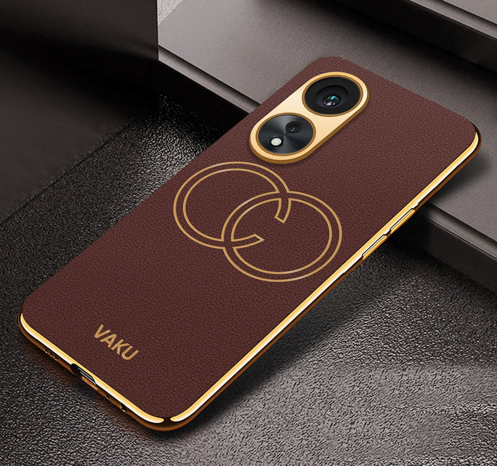 Vaku® Oppo A78 5G Skylar Leather Pattern Gold Electroplated Soft TPU Back Cover