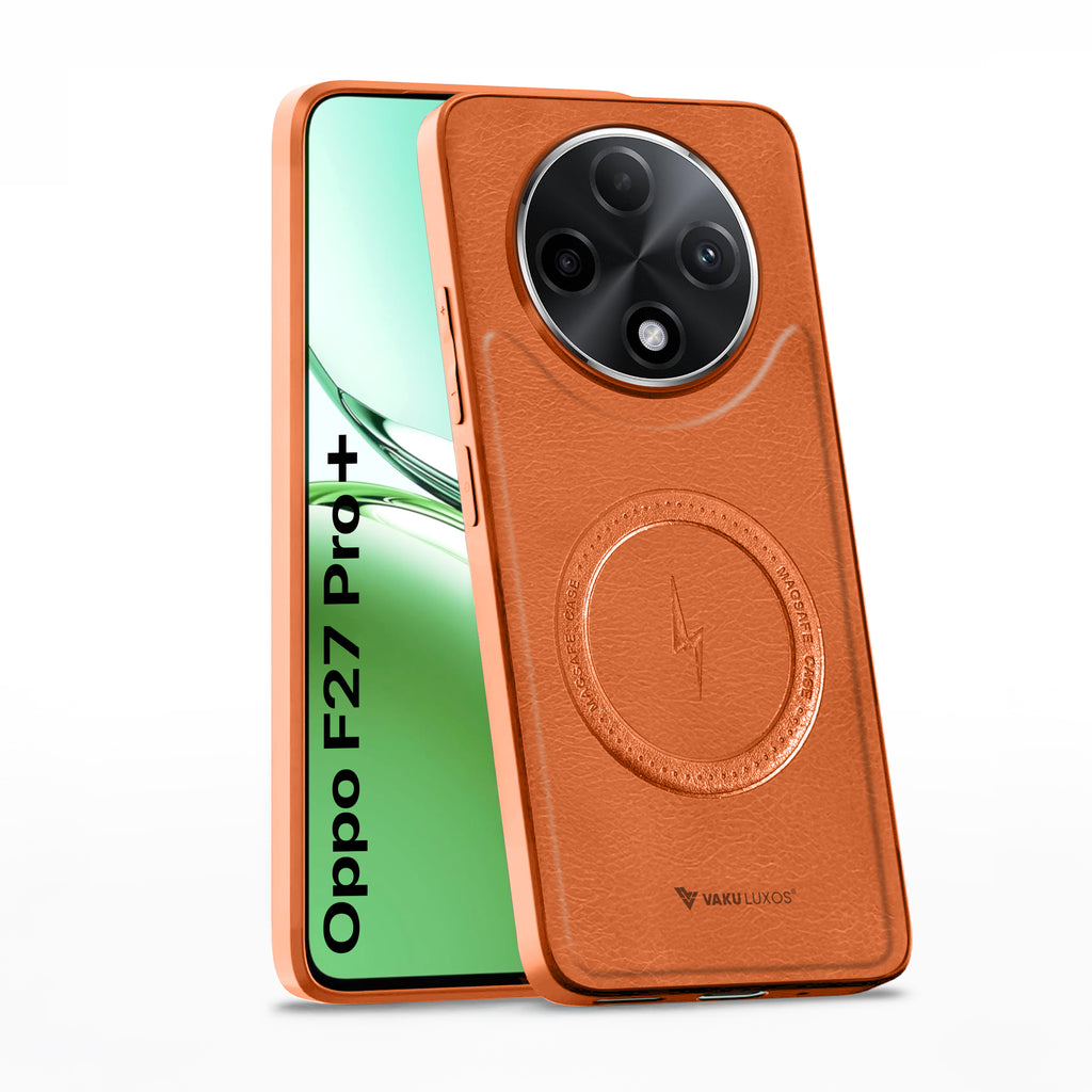 Vaku ® Oppo F27 Pro Plus 5G Maxtron Leather Stitched Magnetic Magsafe Back Cover