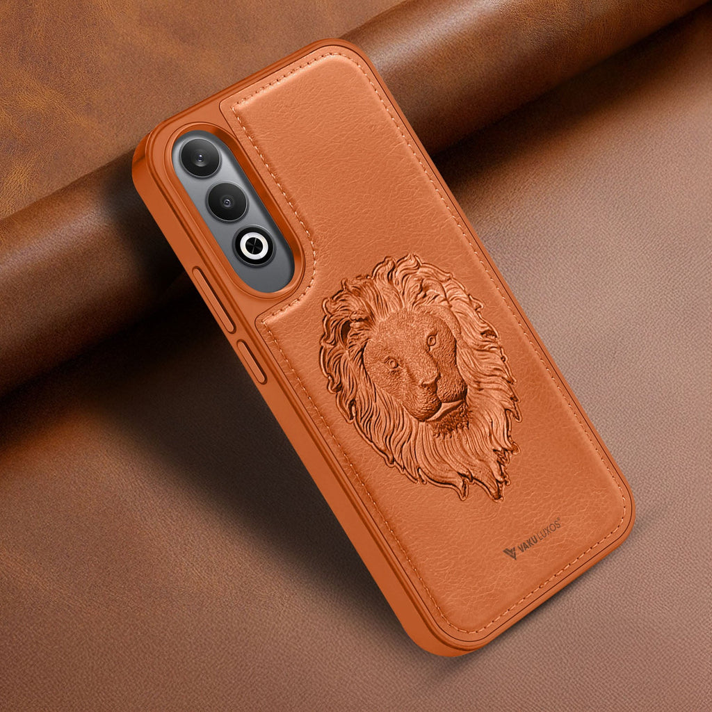 Vaku ® Samsung Galaxy A25 5G Lion Embossed Luxury Designer Leather Back Cover