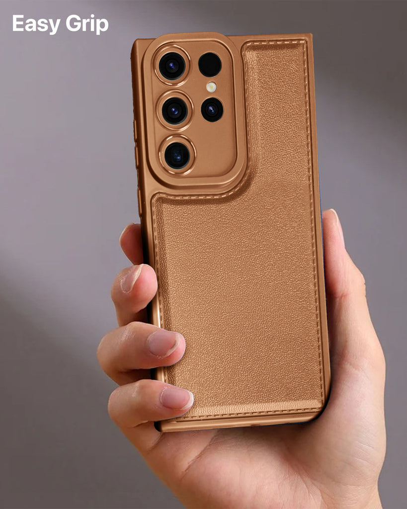 Vaku ® Samsung Galaxy S22 Ultra PU Leather Texture Soft Non-Slip Grip TPU Shockproof Phone Case Back Cover