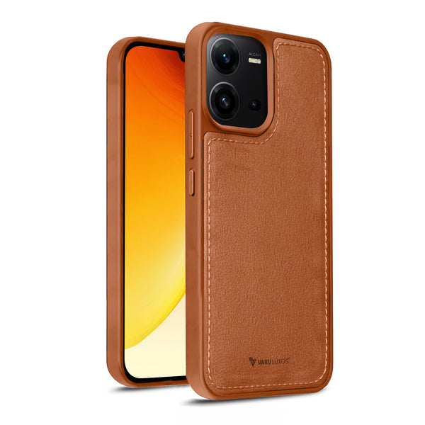 Vaku ® Vivo V25 5G Luxe Premium Leather Stitched Protective Back Cover