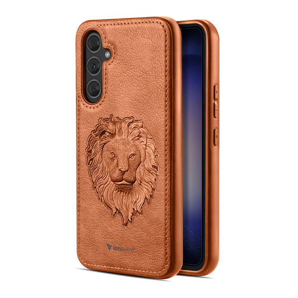 Vaku ® Samsung Galaxy S23 FE Lion Embossed Luxury Designer Leather Back Cover