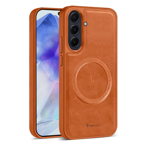 Vaku ® Samsung Galaxy A55 5G Maxtron Leather Stitched Magnetic Magsafe Back Cover