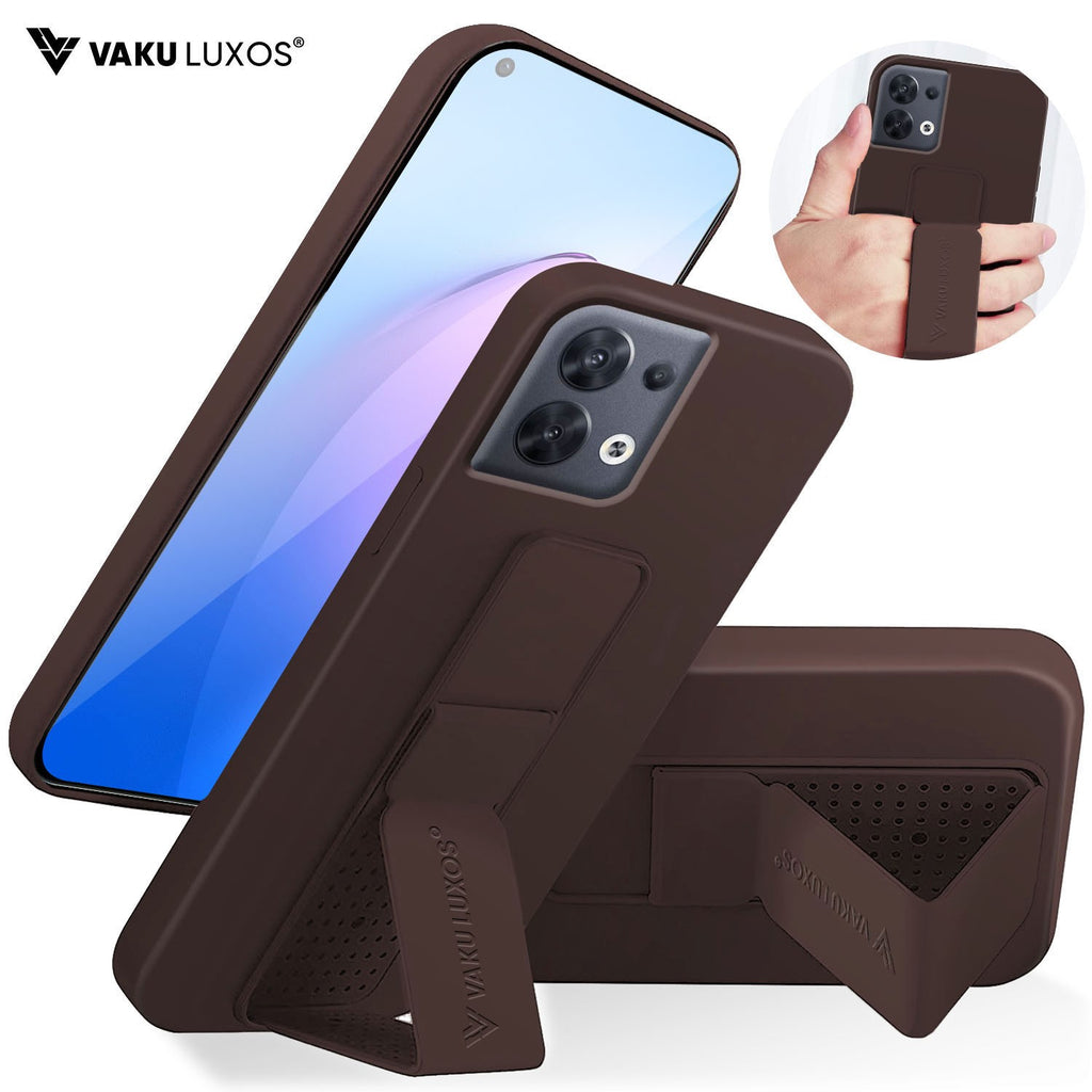 Vaku ® Oppo Reno8 Harbor Grip Multi-Functional Magnetic Vertical & Horizontal Stand Case Silicon Back Cover