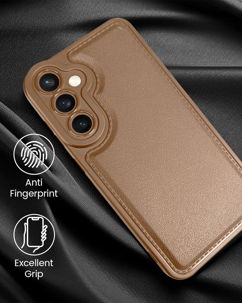 Vaku ® Samsung Galaxy S23 FE PU Leather Texture Soft Non-Slip Grip TPU Shockproof Back Cover
