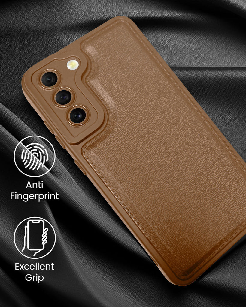 Vaku ® Samsung Galaxy S21 FE PU Leather Texture Soft Non-Slip Grip TPU Shockproof Back Cover