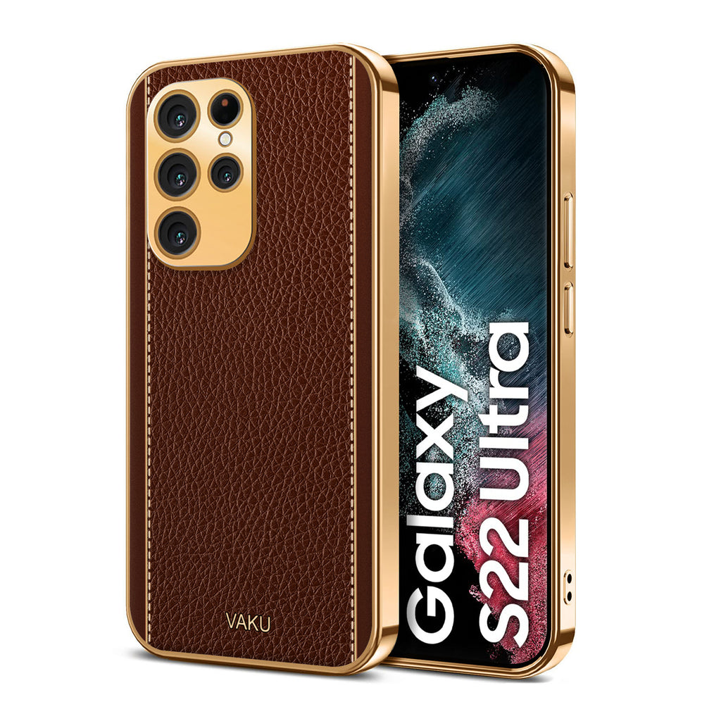 Vaku® Samsung Galaxy S22 Ultra Luxemberg Series Leather Stitched
