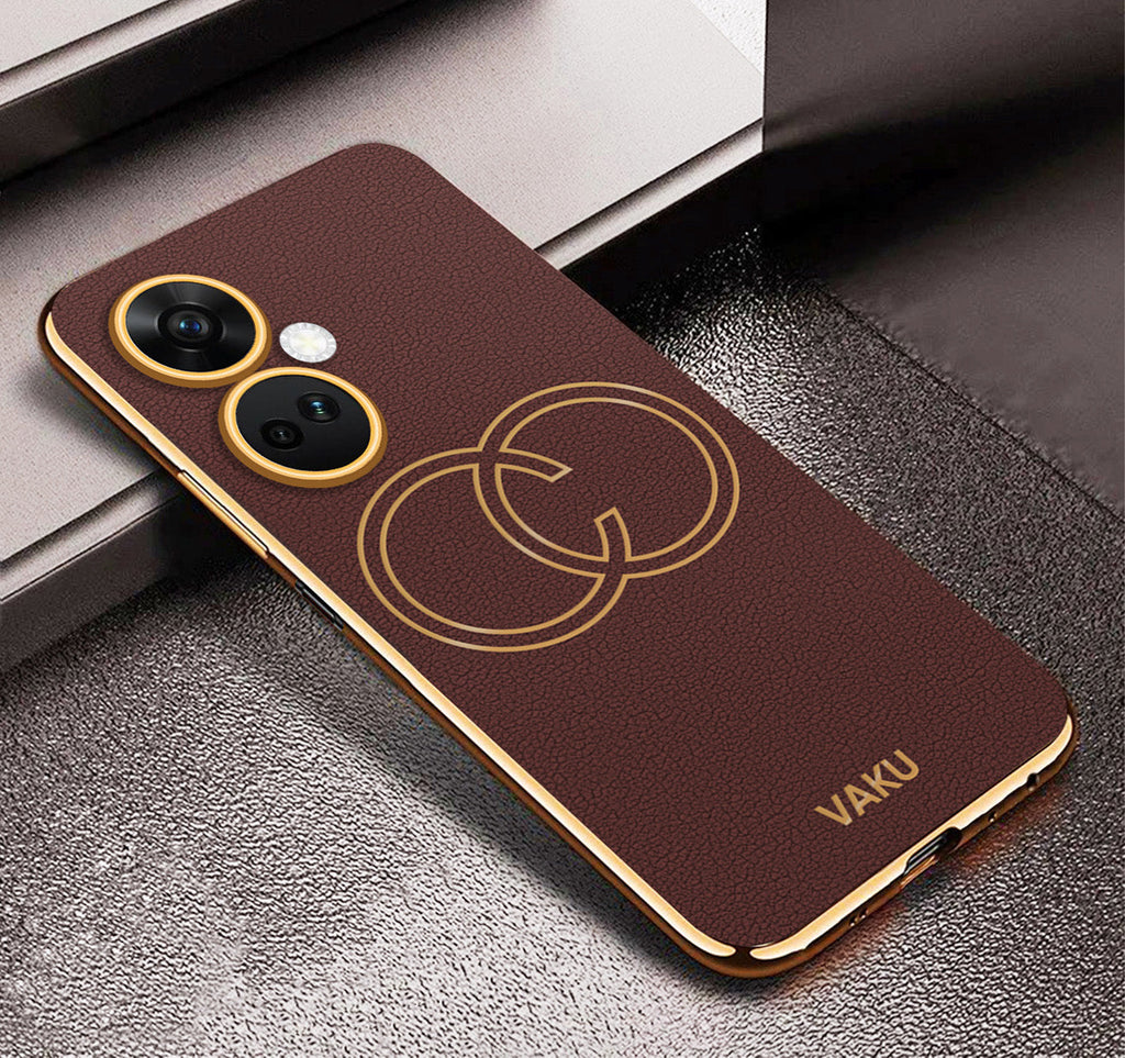 Vaku® OnePlus Nord CE 3 5G Skylar Leather Pattern Gold Electroplated Soft TPU Back Cover