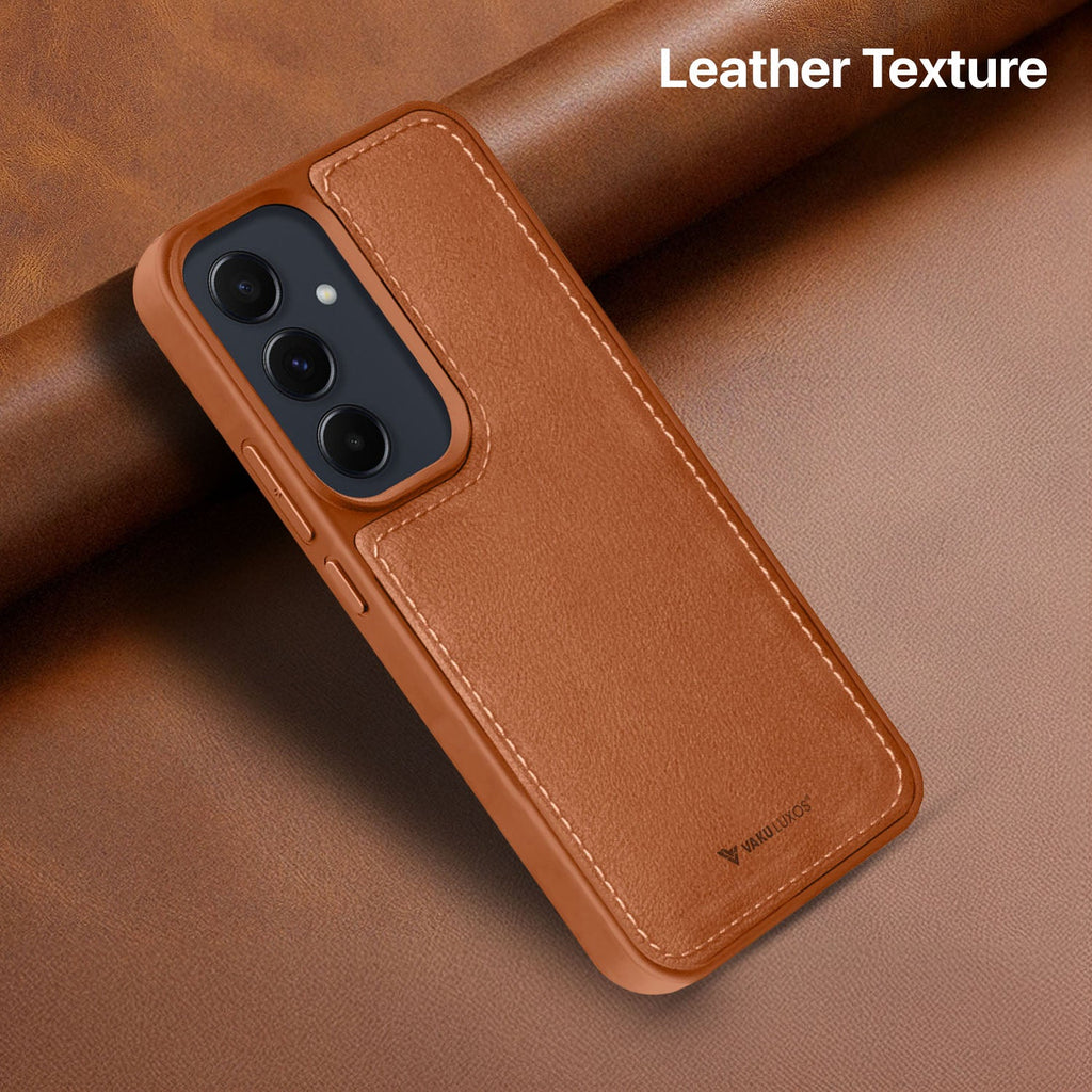 Vaku® Samsung Galaxy A35 5G Luxe Premium Leather Stitched Non-Slip Grip Protective Back Cover