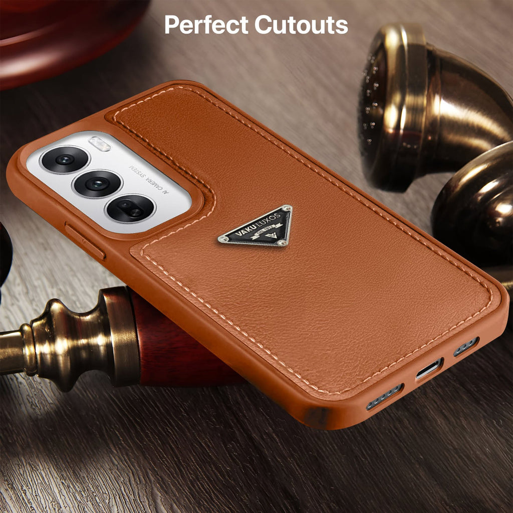 Vaku Luxos® Oppo Reno12 5G Nyxen Premium Leather Stitched Soft Shockproof Protective Back Cover