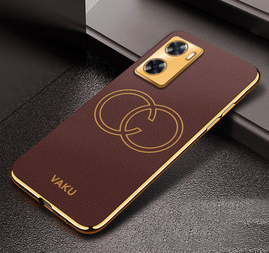 Vaku ® Oppo A57 4G Skylar Leather Pattern Gold Electroplated Soft TPU Back Cover