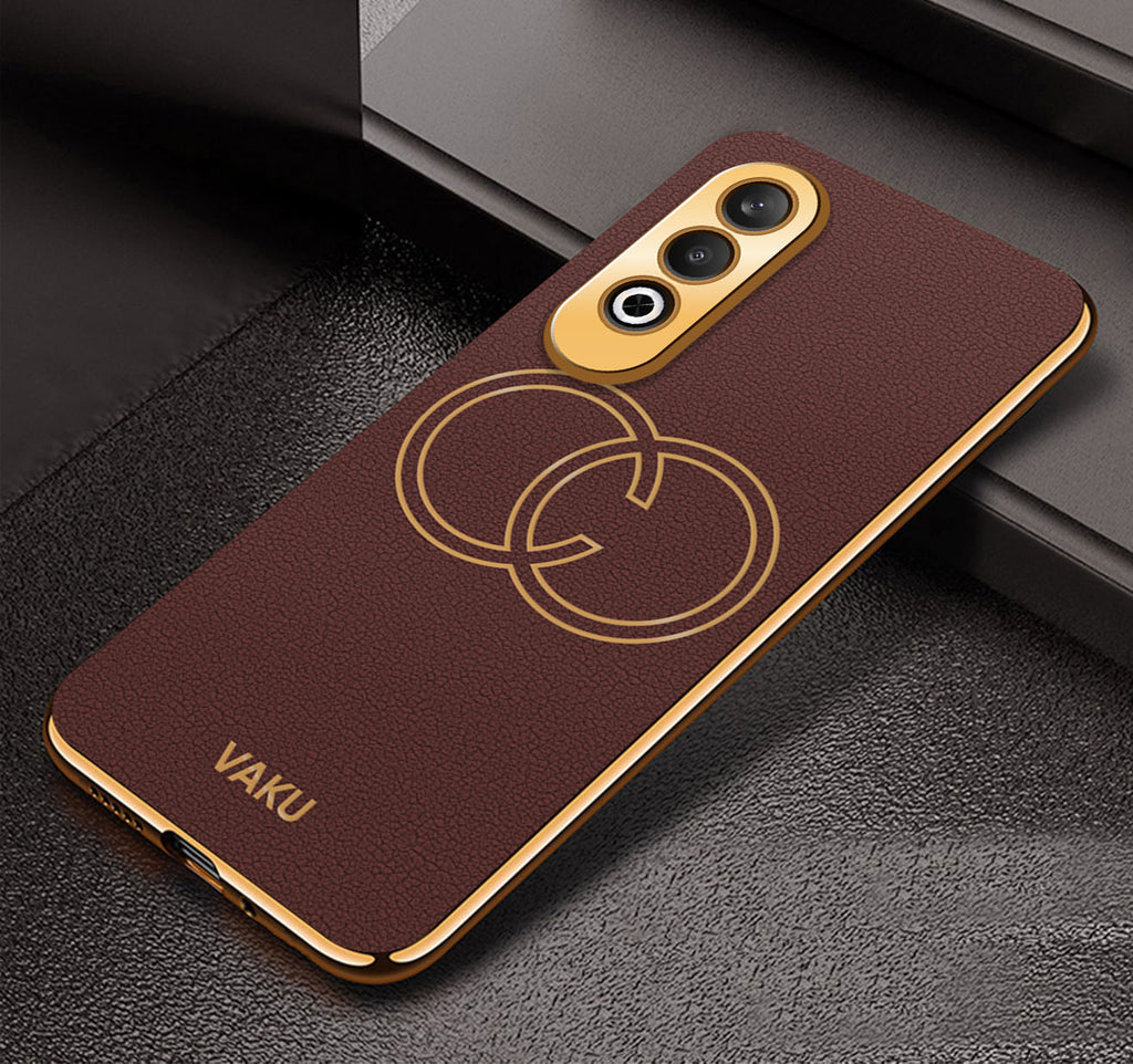 Vaku ® OnePlus Nord CE4 Skylar Leather Pattern Gold Electroplated Soft TPU Back Cover
