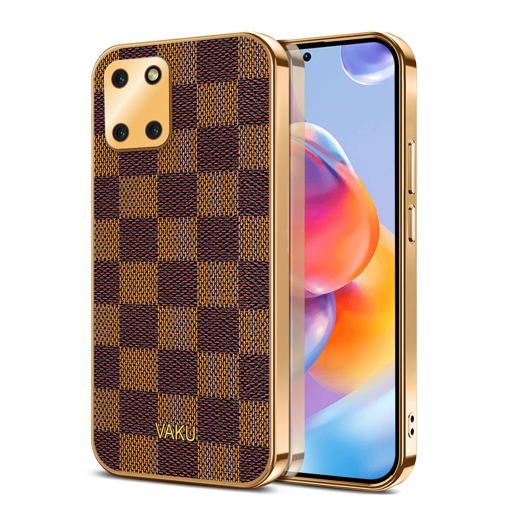 Vaku® Samsung Galaxy Note 10 Lite Cheron Series Leather Stitched Gold Electroplated Soft TPU Back Cover