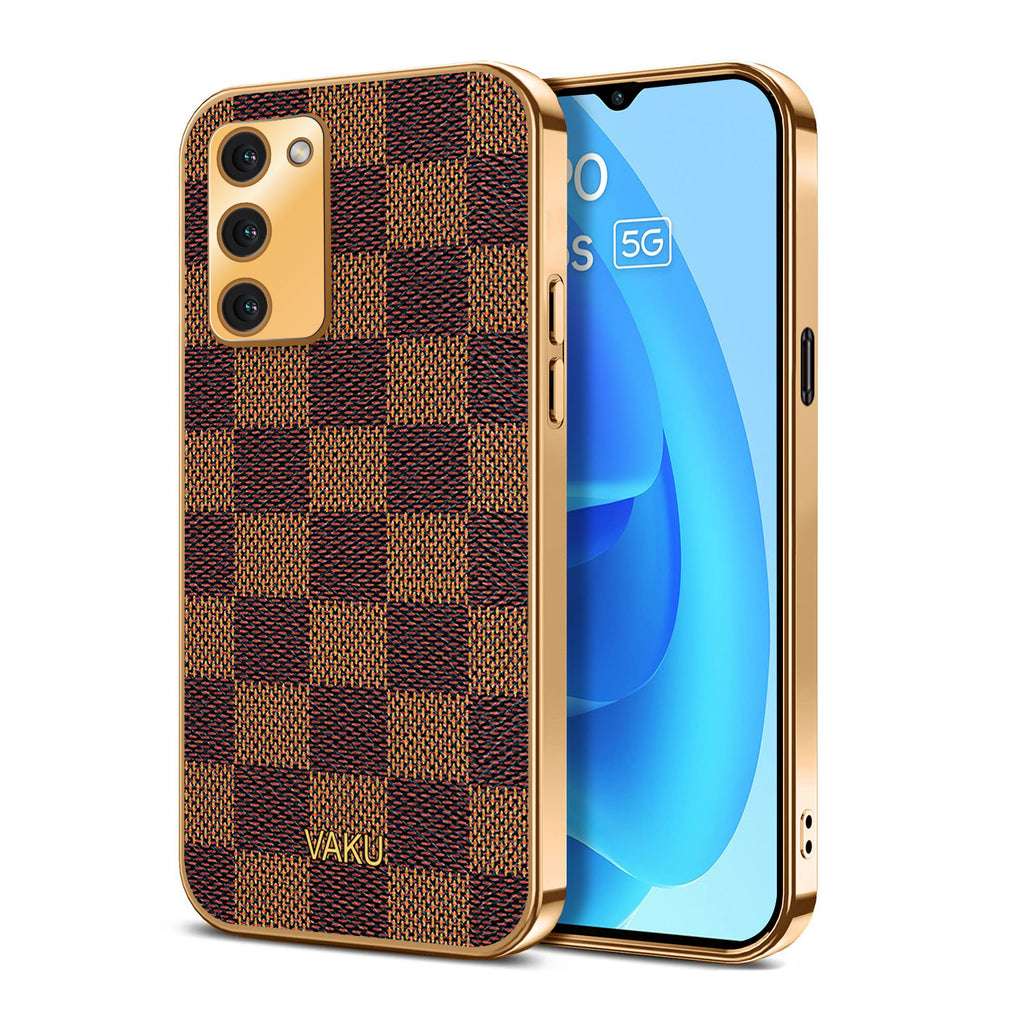 Vaku® Oppo A53s 5G Cheron Leather Electroplated Soft TPU Back Cover