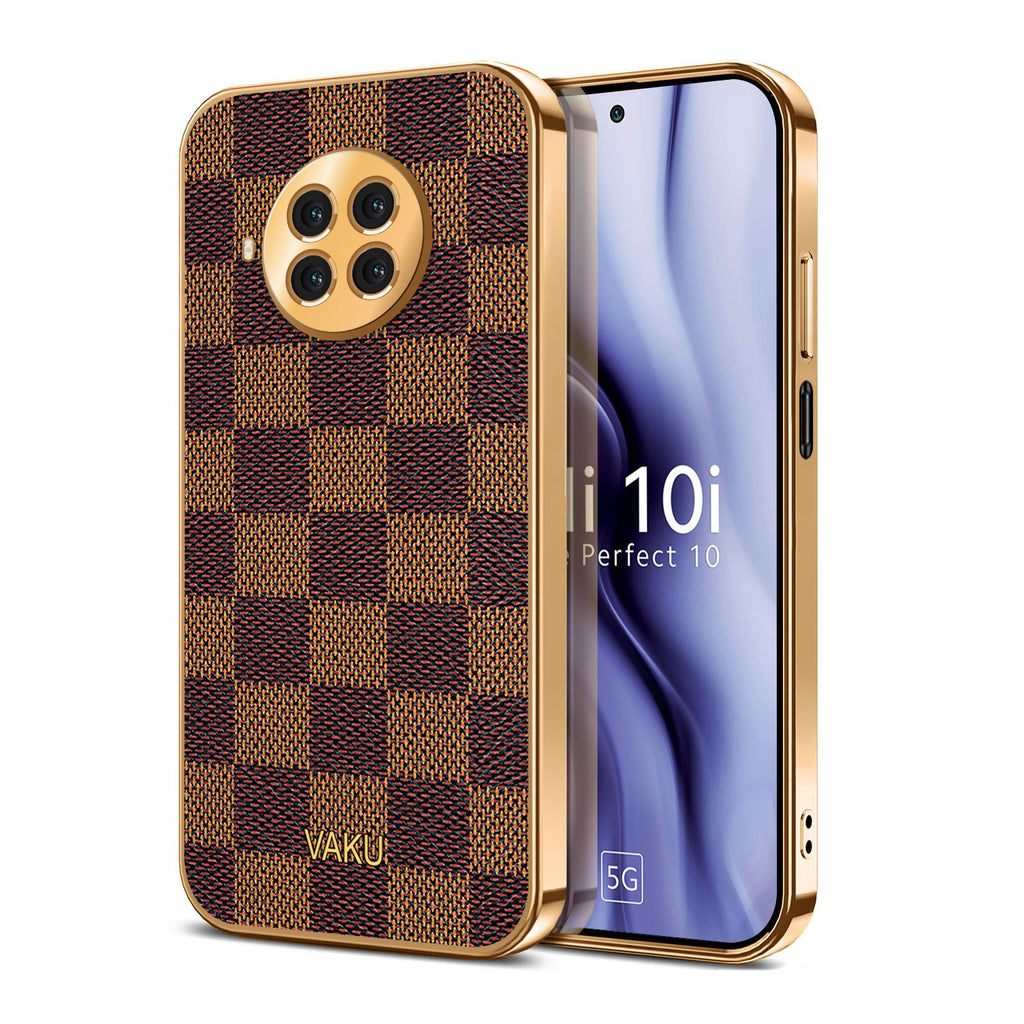 Vaku® Xiaomi Mi 10i 5G Cheron Series Leather Stitched Gold Electroplated Soft TPU Back Cover