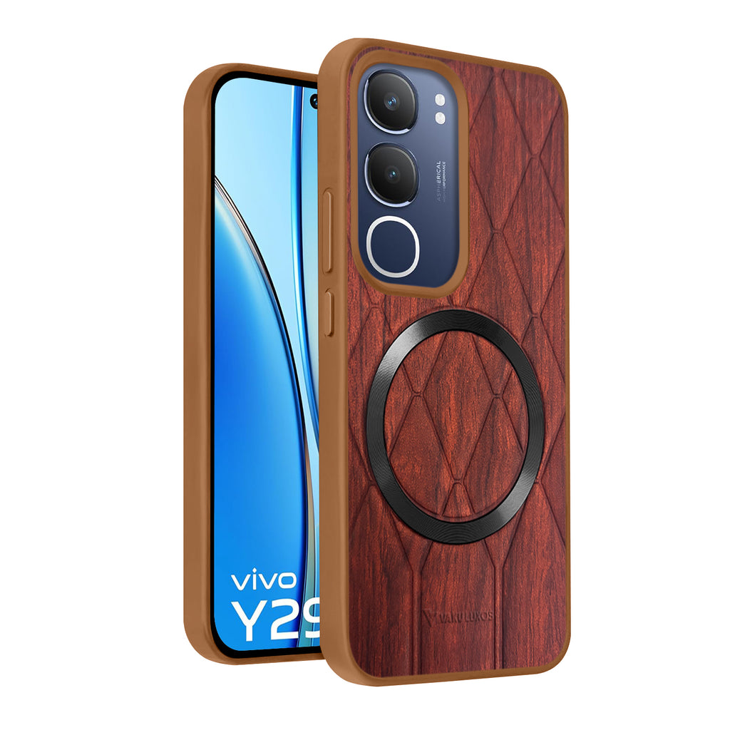 Vaku ® Vivo Y29 5G Diamond Plume Pattern Magnetic Magsafe Matte Soft-Touch Texture Back Cover