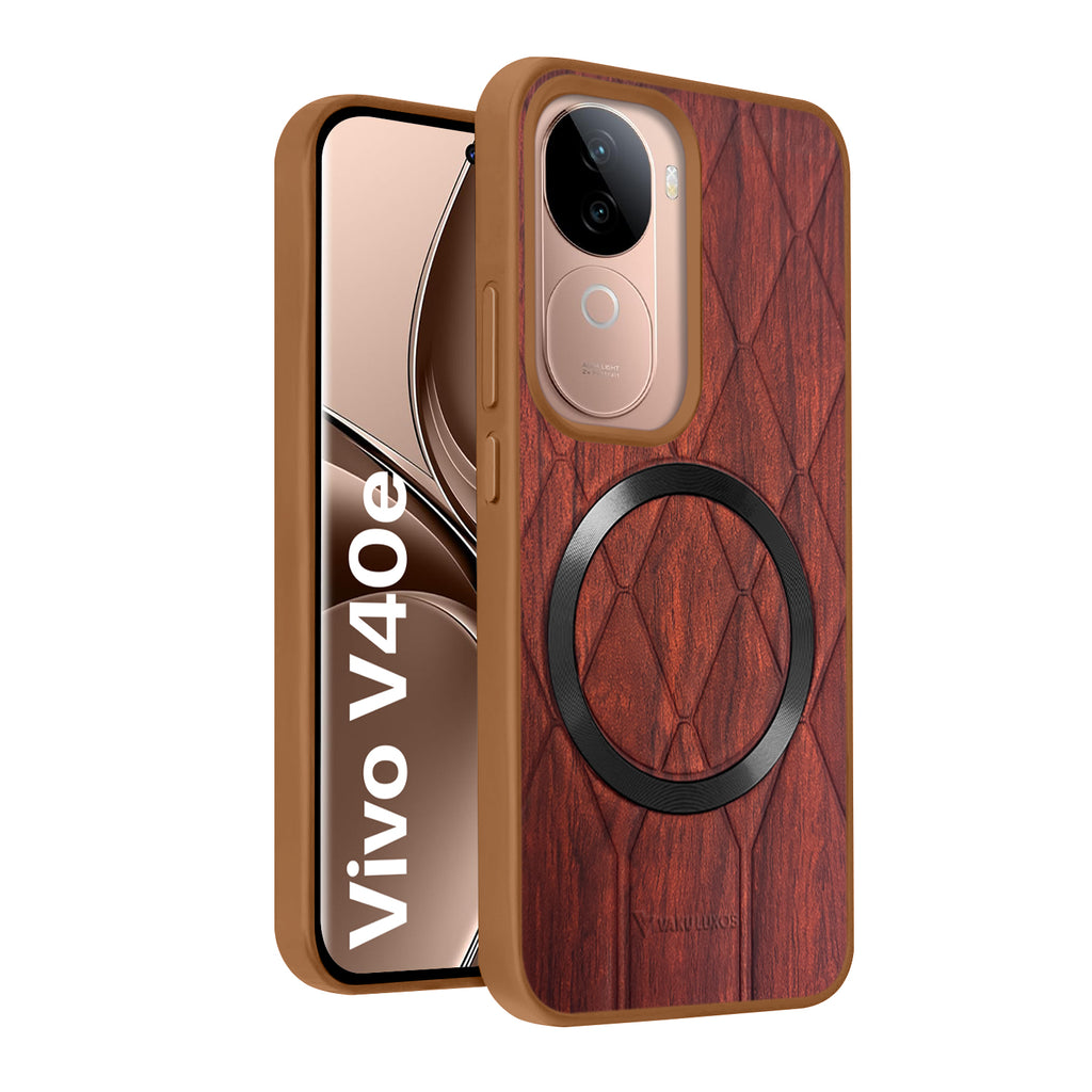 Vaku ® Vivo V40e 5G Diamond Plume Pattern Magnetic Magsafe Matte Soft-Touch Texture Back Cover
