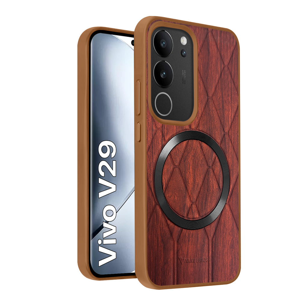 Vaku ® Vivo V29 5G Diamond Plume Pattern Magnetic Magsafe Matte Soft-Touch Texture Back Cover