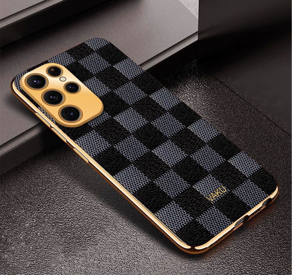 Vaku® Samsung Galaxy S22 Ultra Cheron Leather Electroplated Soft TPU Back Cover