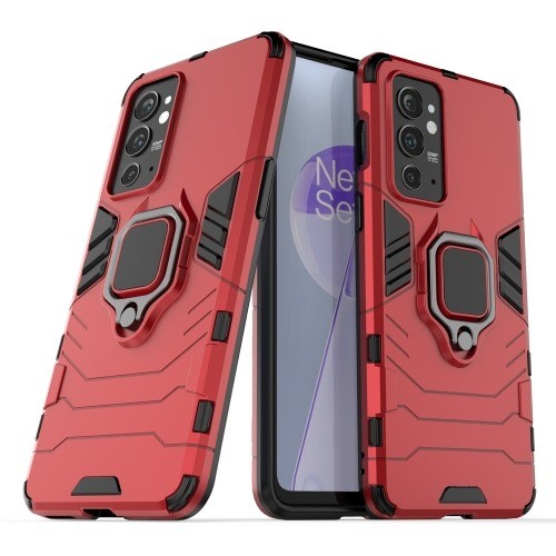 Vaku ® OnePlus 9RT Falcon Metal Ring Grip Kickstand Shockproof Hard Bumper Dual Layer Rugged Case Cover