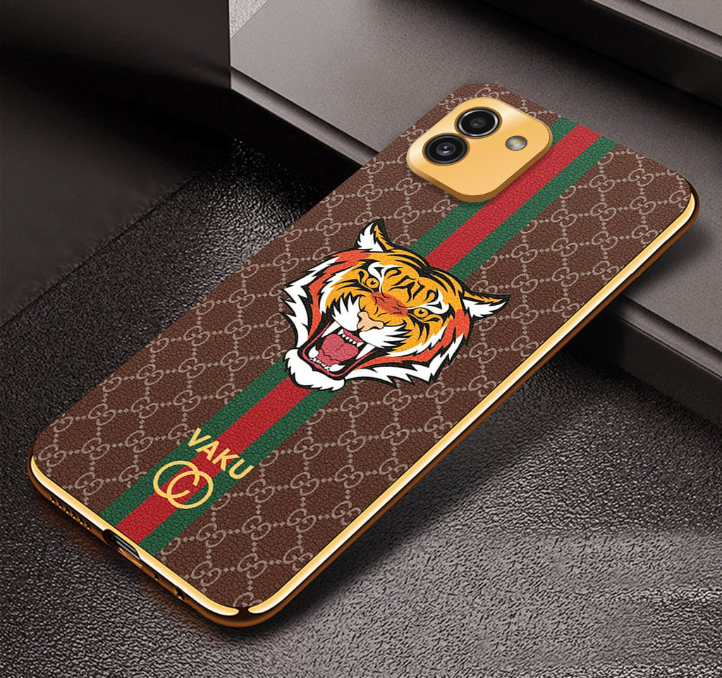 Vaku® Samsung Galaxy A03 Lynx Line Leather Stitched Gold Electroplated Soft TPU Back Cover
